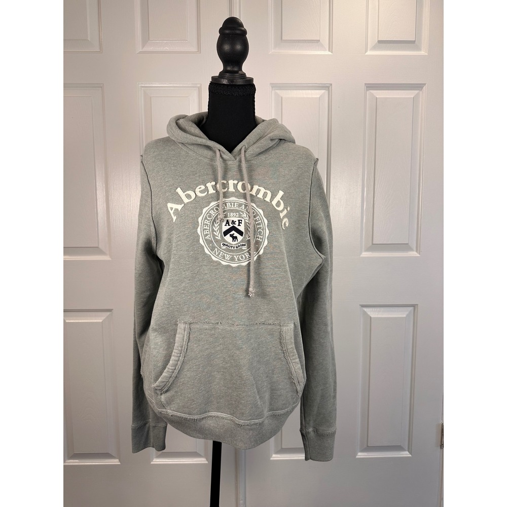 Abercrombie & Fitch Gray Soft Collection Logo Hoodie Sweatshirt Womens Large